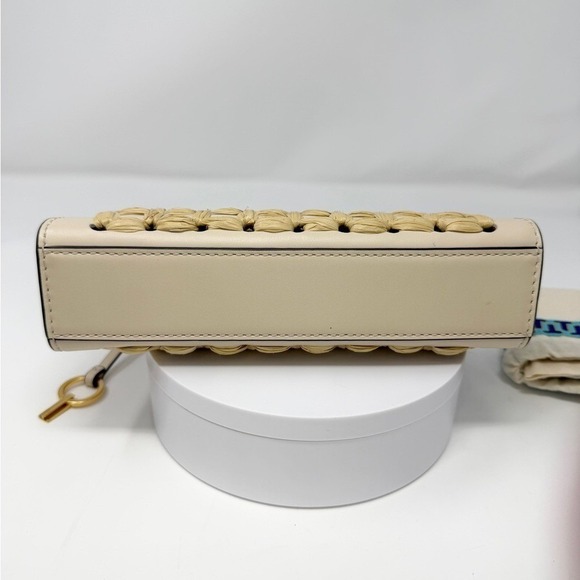 Tory Burch Lee Radziwill Woven Raffia Crossbody Leather Bag - Picture 7 of 14